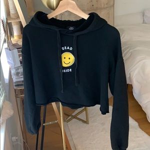 Crop hoodie with smiley face